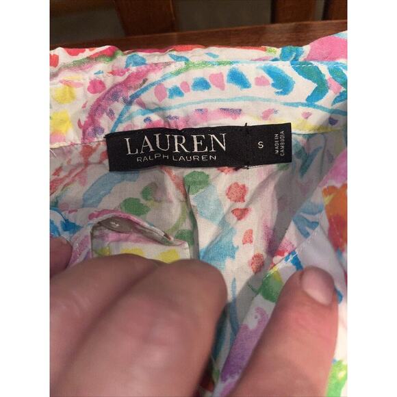 Ralph Lauren Womens Small Cotton Blend Sleep Shirt Paisley Lawn Black Label - Picture 3 of 5